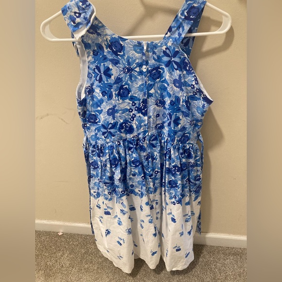 Bonnie Jean Formal Evening Dress Blue and White Flowers - Picture 2 of 5